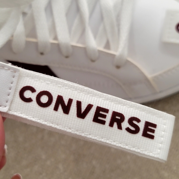 Converse Rival Mid White Deep Burgundy Star Chevron Retro Court 7.5 Unisex - Picture 13 of 16